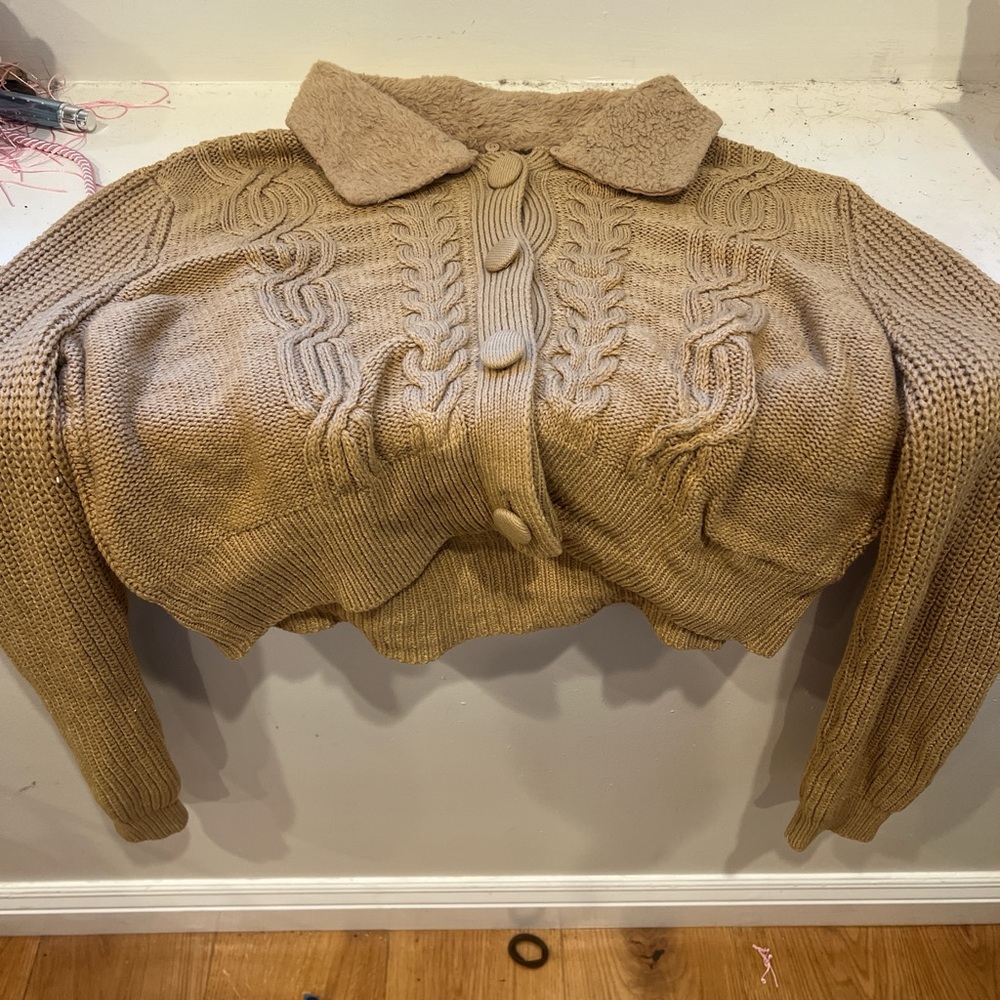 Cozy Tan Cable Knit Sweater